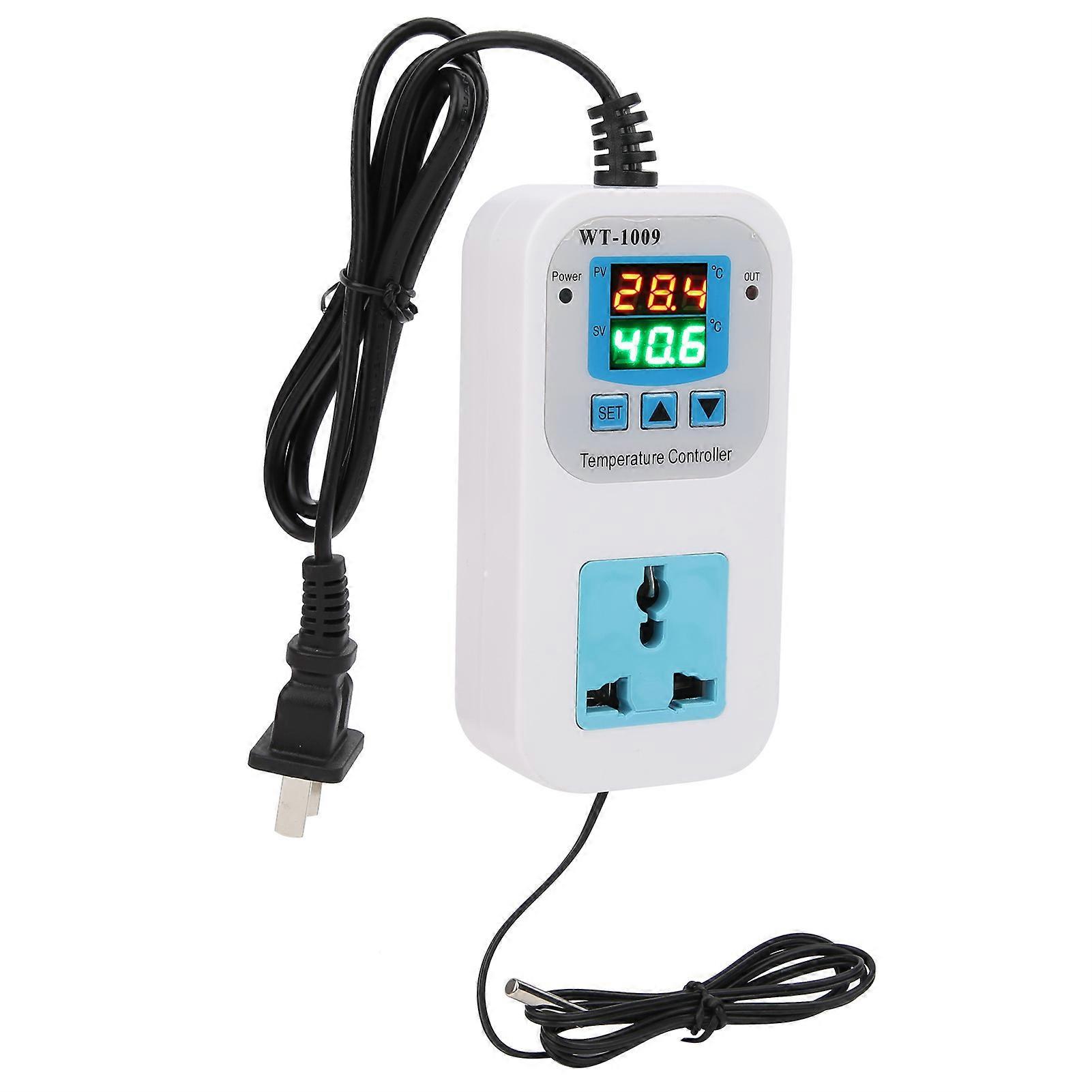 Temperature Controller Digital Dual Display Electronic Control Socket 10A WT?1009 110?220VUS Plug YEMAA