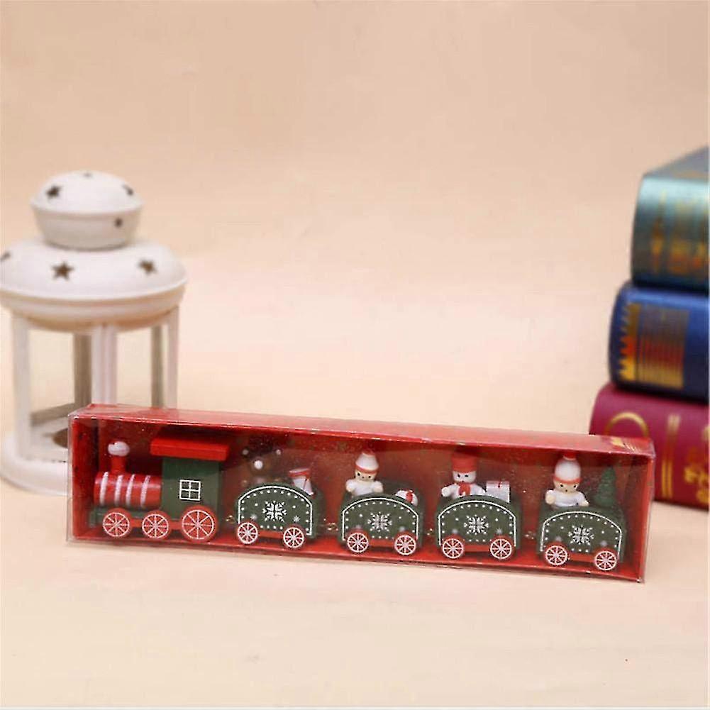 Christmas Train Set Five-Section Small Train Christmas Cartoon Wooden