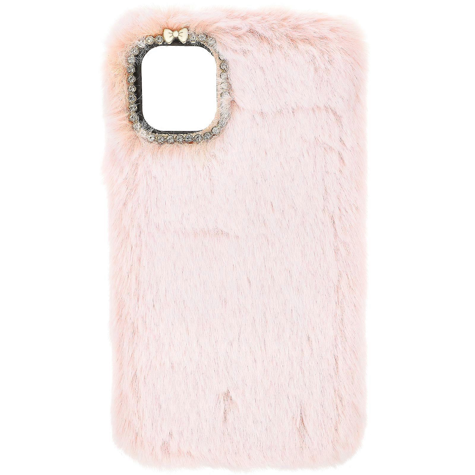 Lovely Plush Phone Case Super Plush Phone Cover Shockproof Phone Shell Compatible for iPhone 11(Pink)