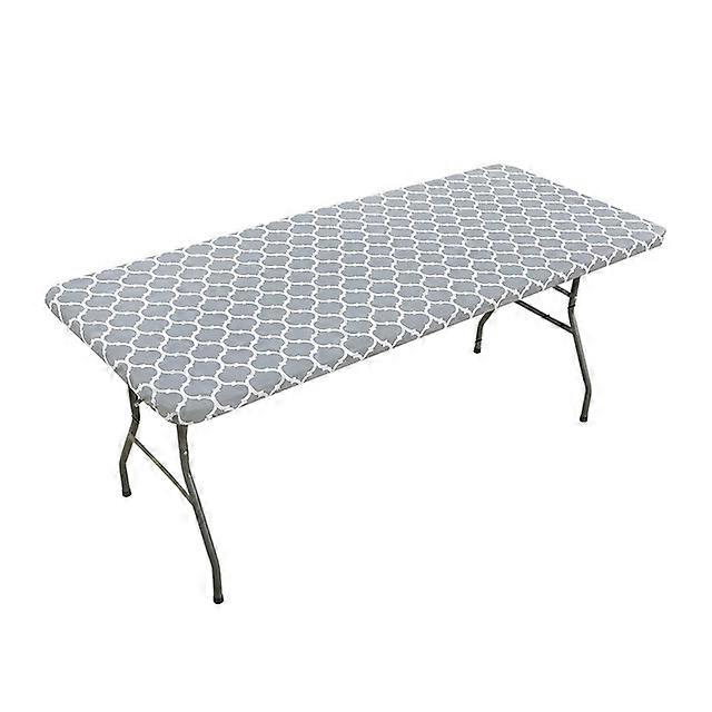 Rectangle Picnic Tablecloth, Waterproof Elastic Fitted Table Covers for 6 Foot Tables, Wipeable Flannel Backed Vinyl Tablecloths for Camping, Indoor, 
