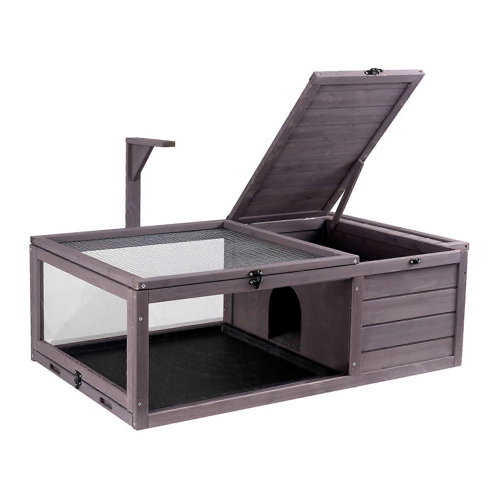 Meilleurs prix pour Maison en Bois pour Tortues-VEVOR-Cage pour Petits Animaux-2 Pièces-avec Support d'éclairage