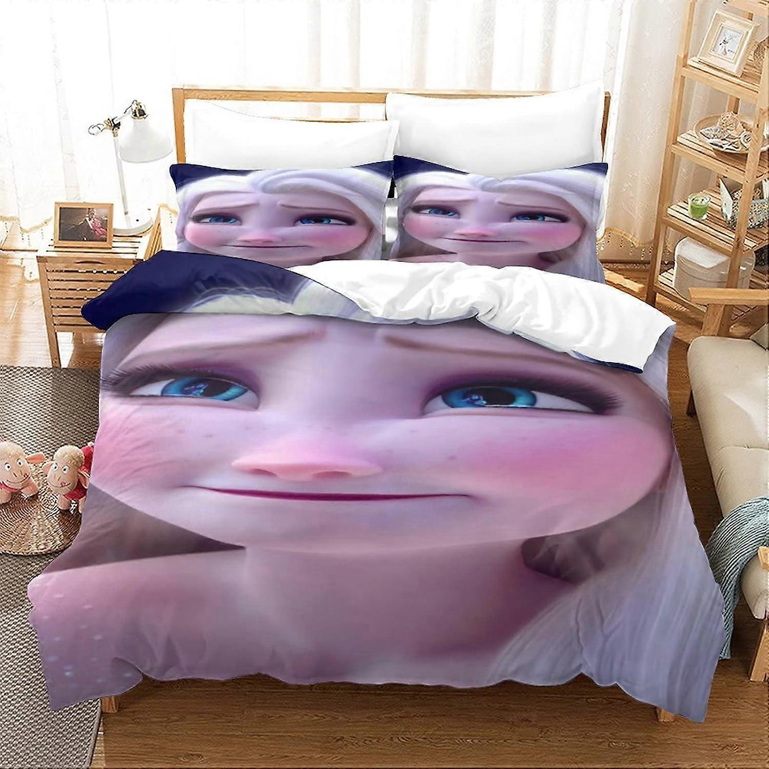 Frozen Duvet Cover Sets Bedding Set with Zipper Closure for Kids Teens Pieces Skin-friendly Quilt Cover DE