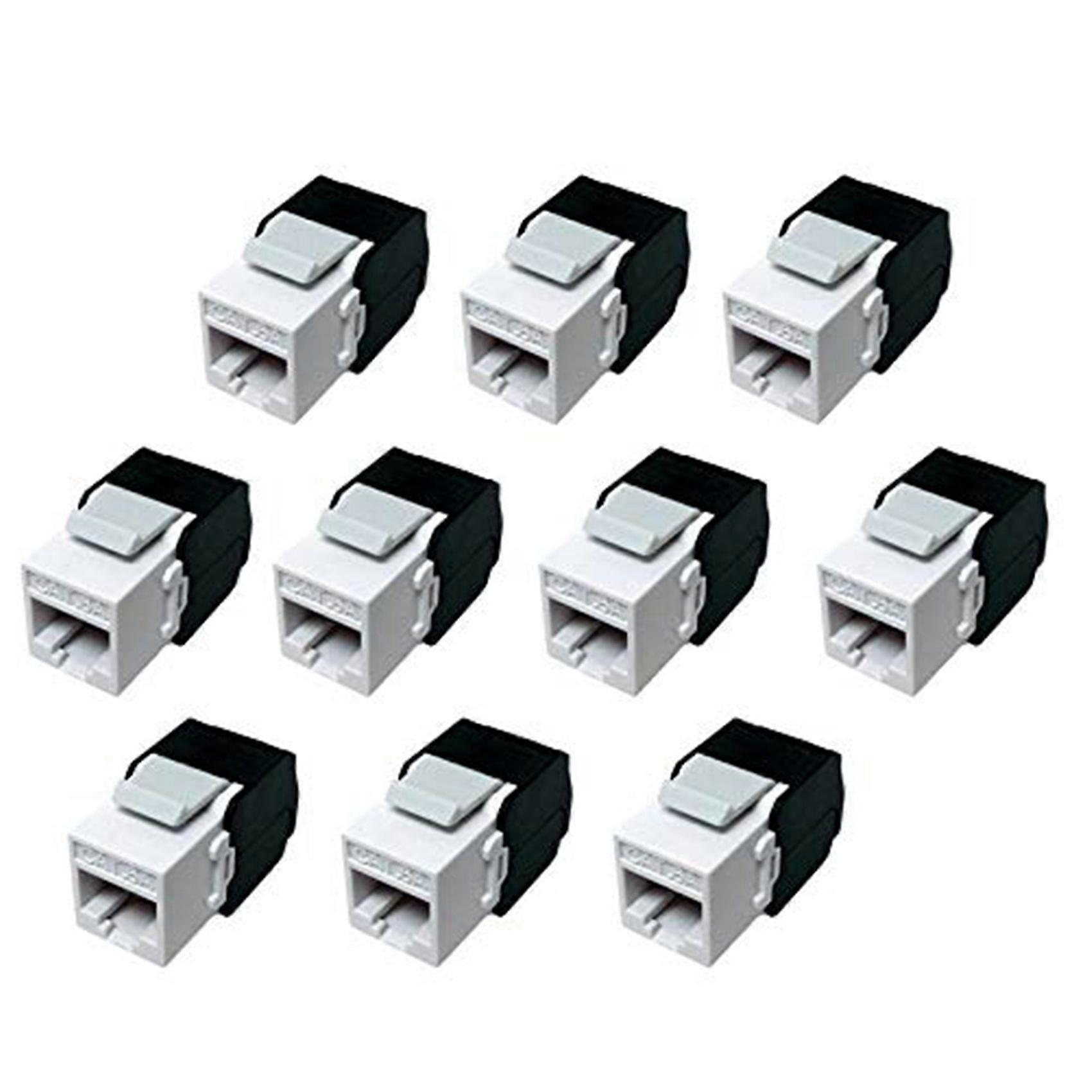 10-Pack Cat6A RJ45 - Cat6 Compatible -180 Degree Toolless -Ethernet Wall -Cat6A Network Coupler