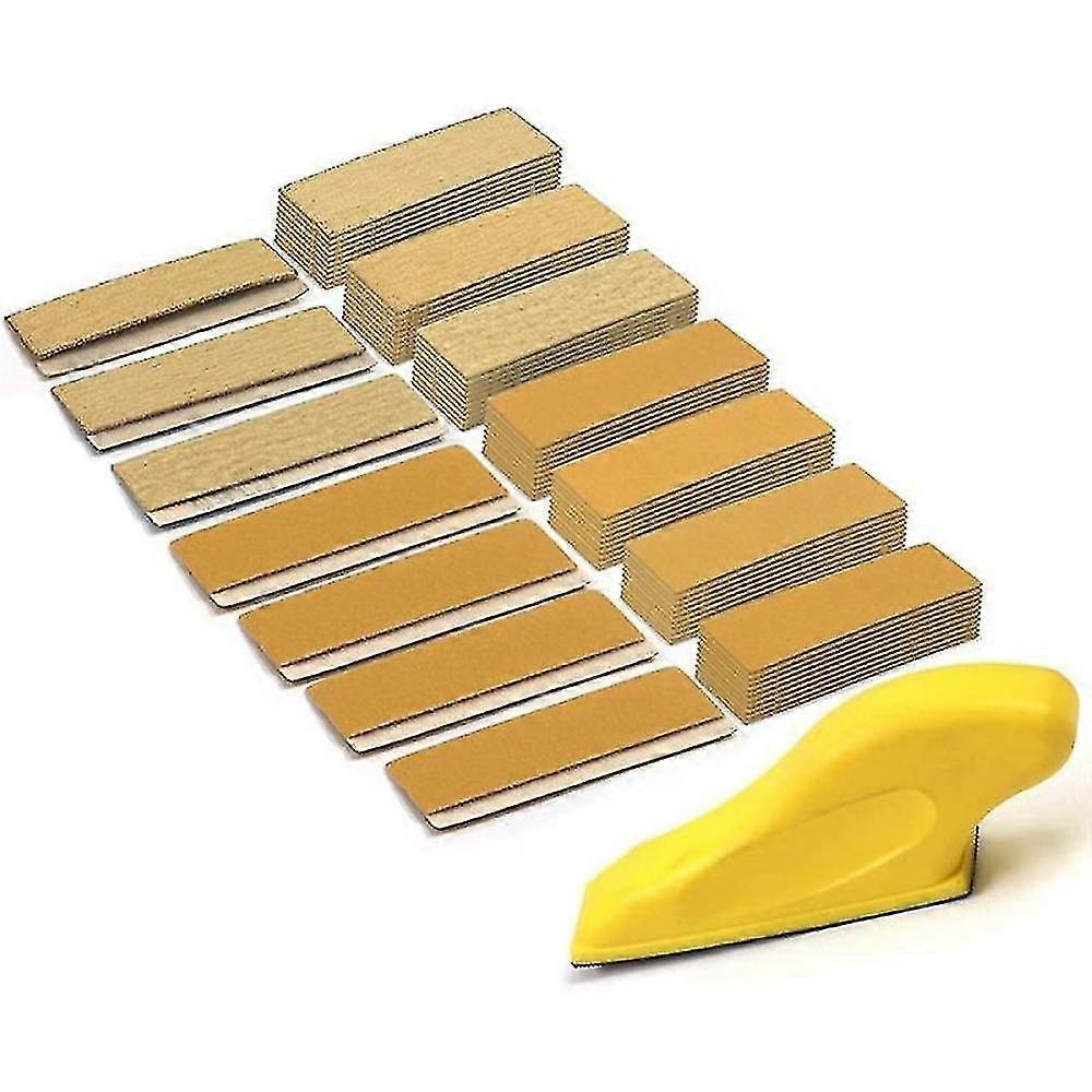 70pc Sander Paper Kit,3.5x1in Hand Sanding Block For Wet Dry Hook & Loop Alumina 80 To 600 Grit San