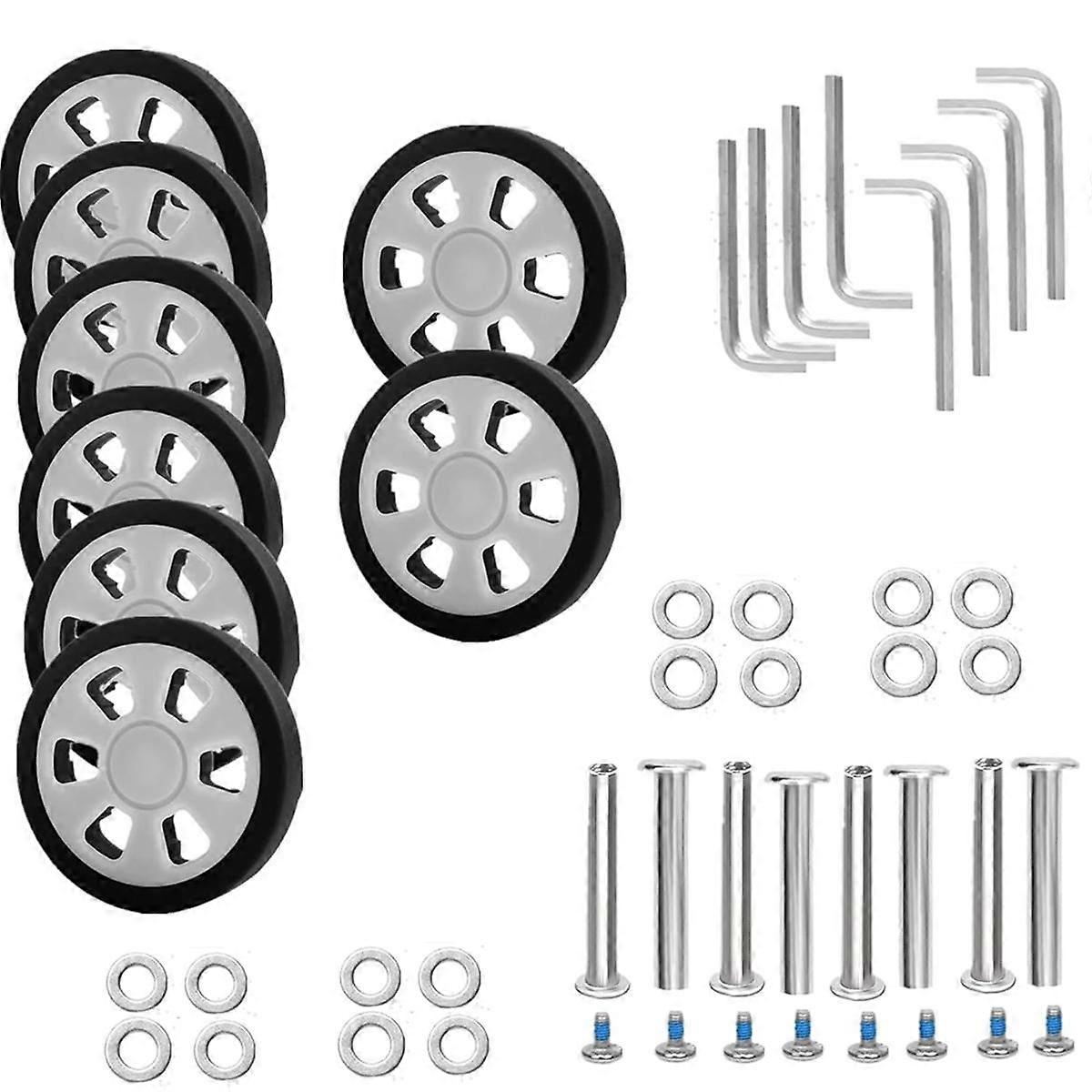 8pc Luggage Wheels Replacement,Dia 2.16in/55mm Thick 0.47in/12mm Resistant Rubber Mute Caster Repla