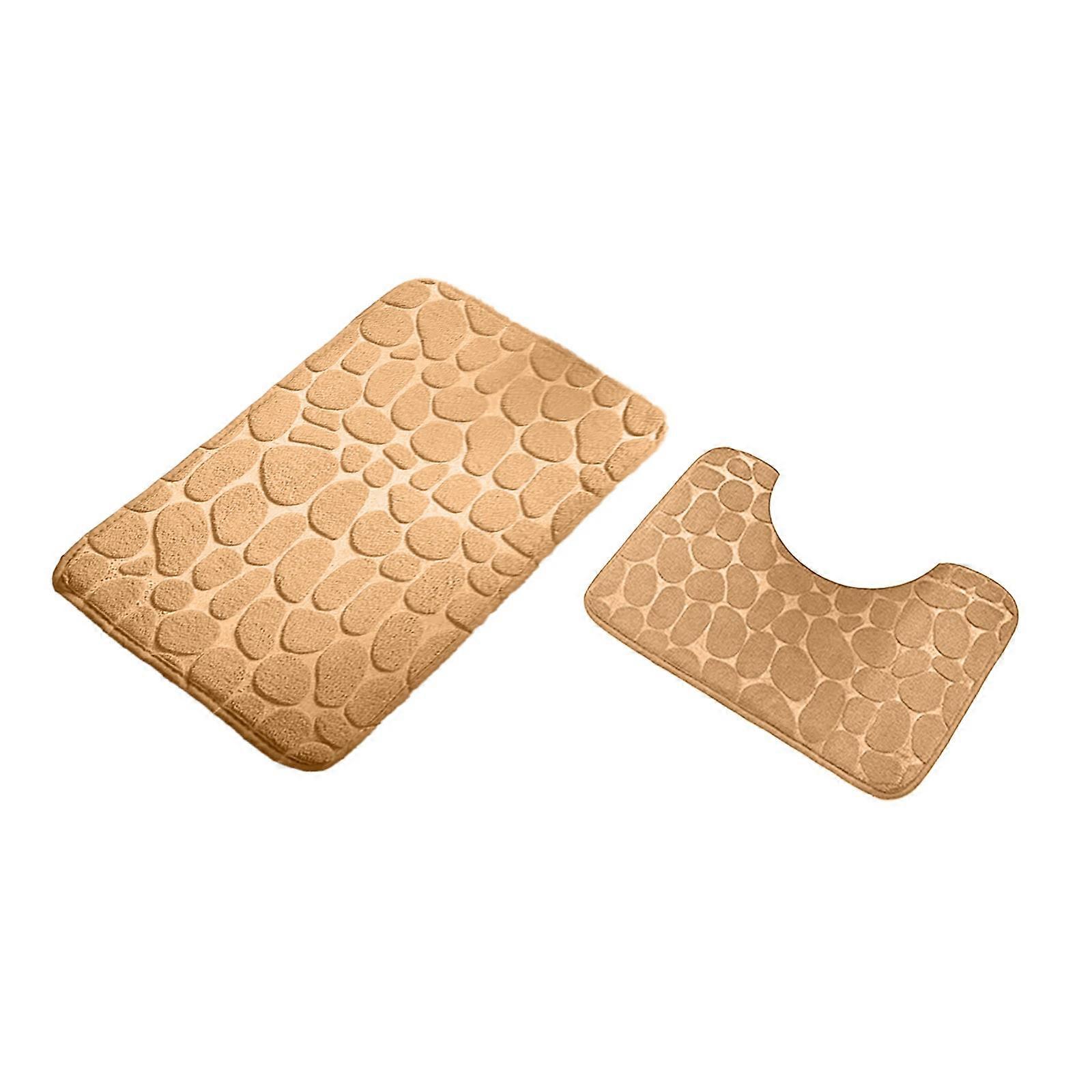 Bathroom Rug Set Of 2 Memory Foam Bath Mat Toilet Mat Soft Absorbent Thick Rug Non-Slip Backing Universal Machine Washable FLYE245569
