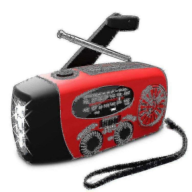 Emergency Hand Crank Self Powered Am/fm Noaa Solar Weather Radio With Led Flashlight 1000mah Power
