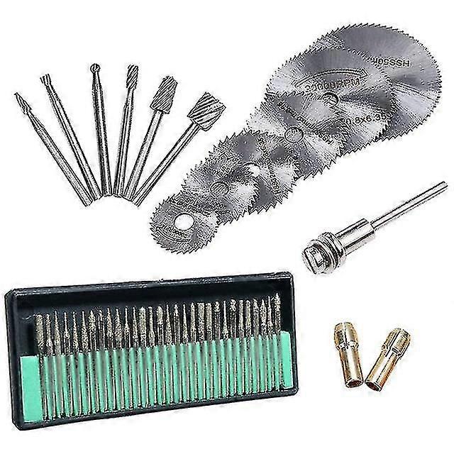45Pcs diamond engraving accessories set routing bit circular saw blade diamond burr bits for dremel attachment