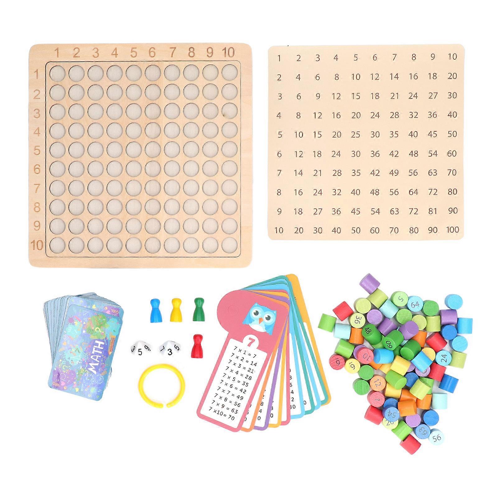 3 in 1 Multiplication Board Wooden Early Learning Educational Brain Development Math Counting Toy