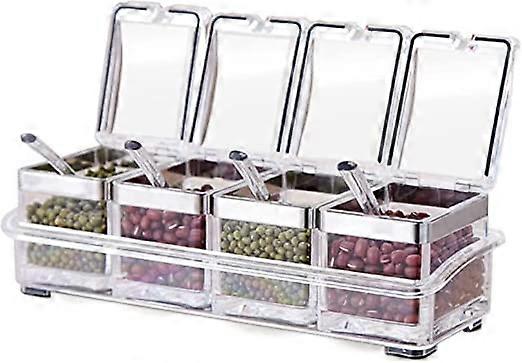 Seasoning Box with 4 Serving Spoons for Kitchen