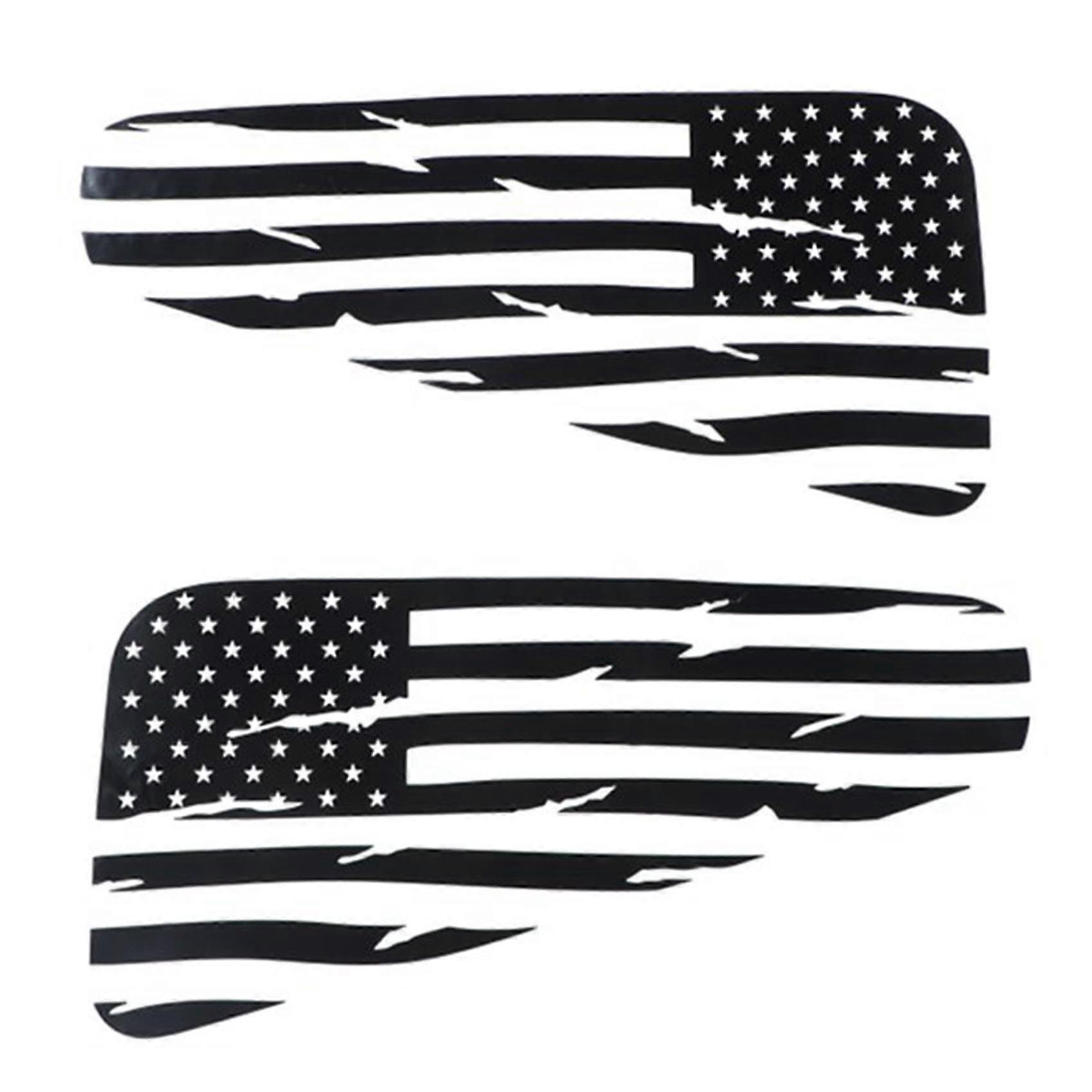For 2008-2014 Window Decal Rear Window Distressed Flag Sticker Rear Triangle Window Cover Trim