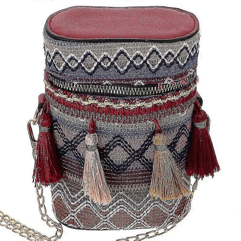 Straw Braid+alloy Bucket Bag For Storaging
