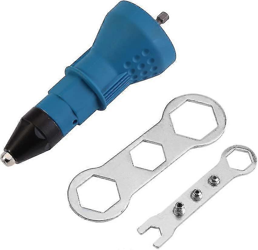 Professional Rivet Gun For Cordless Drill Riveter Electric Rivet Nut Gun Riveting Tool Cordless Riveting Drill Adaptor Insert Nut Tool(blue+silver)(1p