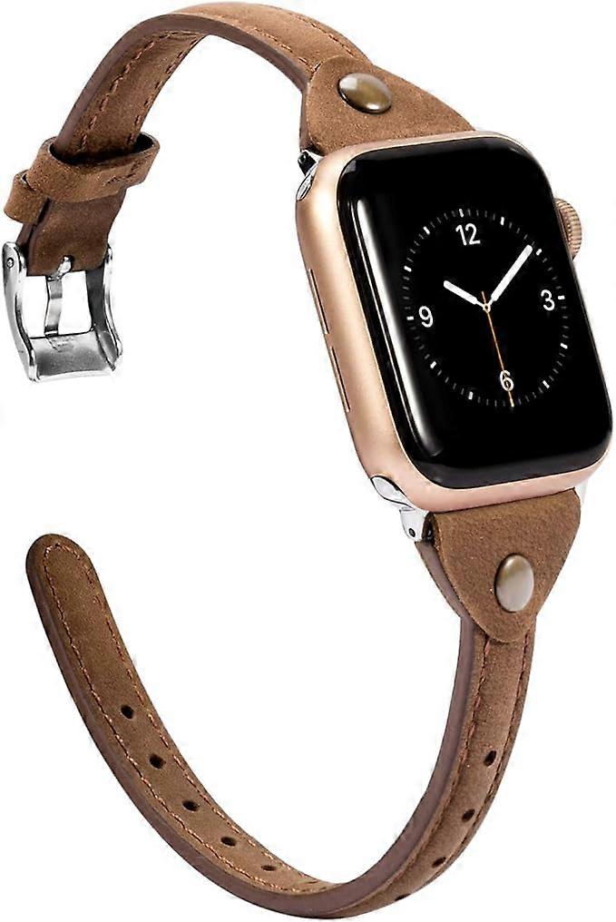 Scrub Deep Brown Leather Compatible with Apple Watch Thin Leather