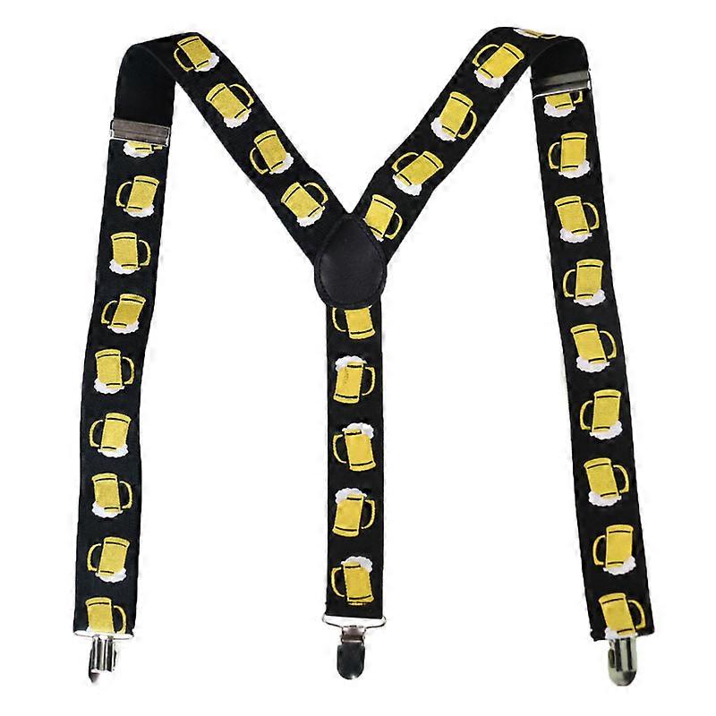 Suspensórios Masculinos Suspensórios Y Suspensórios Elásticos Ajustáveis com Padrão de Cerveja na Cintura Suspensórios Pesados para Calças Casuais Jeans