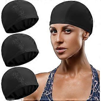 3 Stück elastische Badekappen, bequemer Stoff-Schwimmhut, Unisex-Badekappen, rutschfeste Schwimmbadkappen für Damen, Herren und Kinder