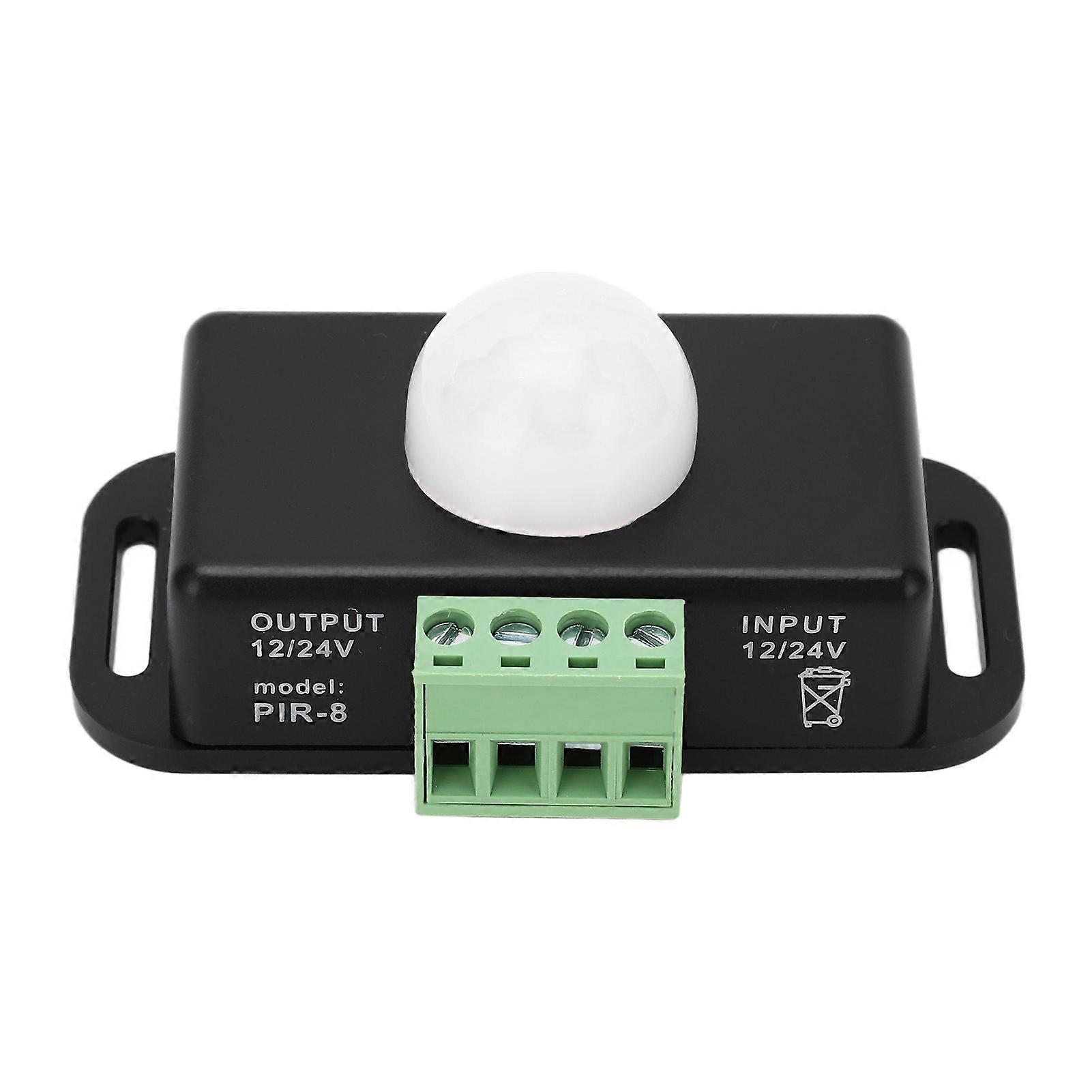 Commutateur de détection de corps Temps de retard Commutateur de détection de mouvement infrarouge réglable 6A 12?24V Noir