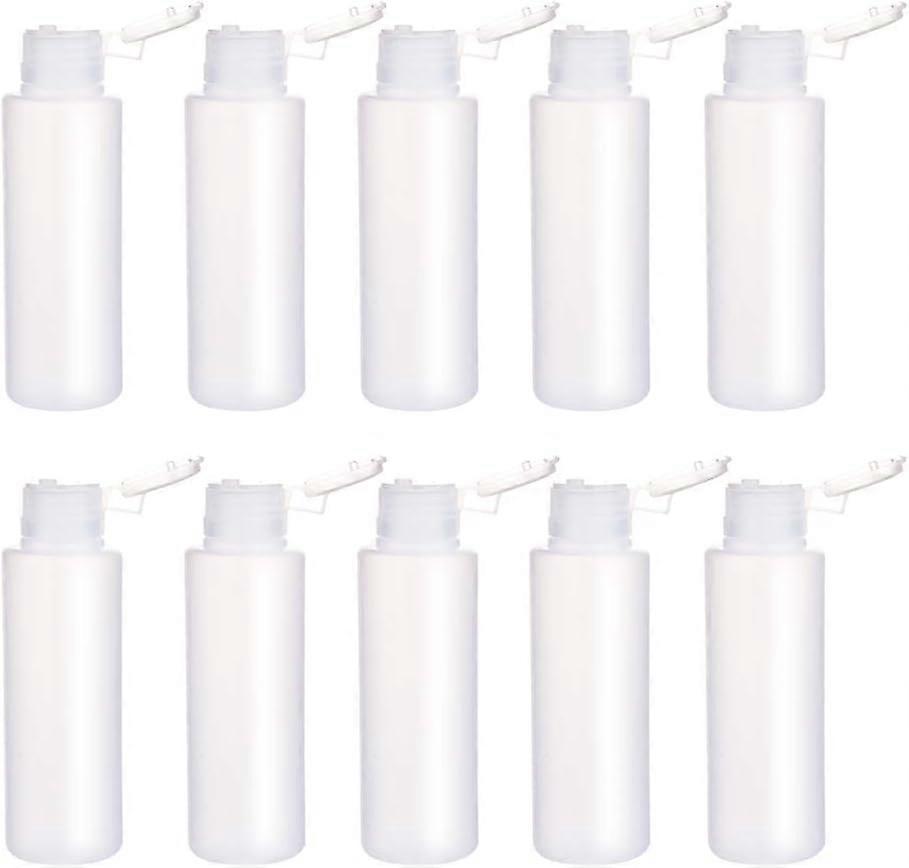 Paquete de 10 botellas de muestra de 100 ml / 3,4 oz con tapa abatible de plástico Botellas de viaje vacías y recargables para productos de tocador cosméticos de maquillaje