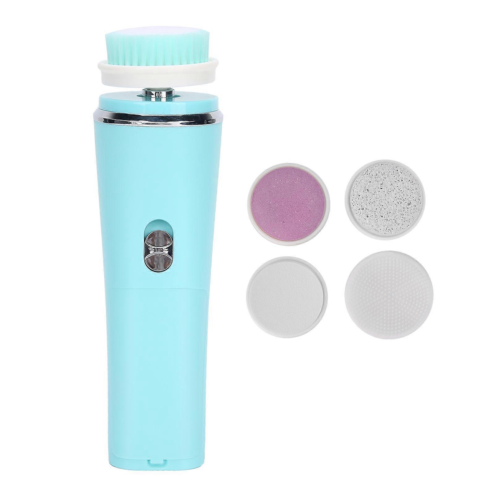 Electric Face Cleansing Brush Household Face Cleaner Deep Cleaning Brush with 5 HeadsBlue