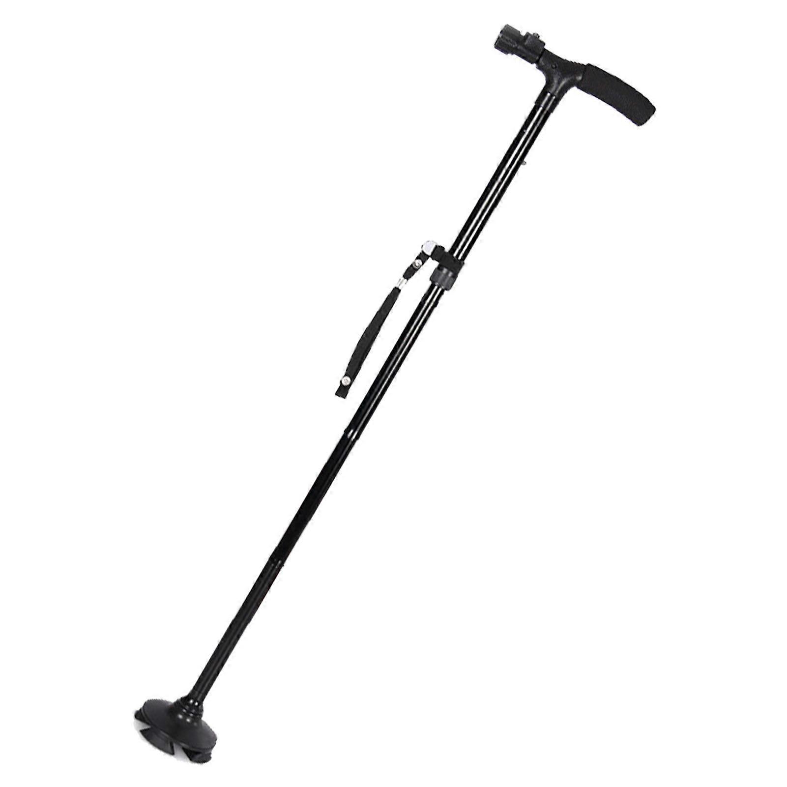Aluminium Alloy Crutch LED Light Shock Absorption Quad Foot T Type Handle Extension Walking Cane
