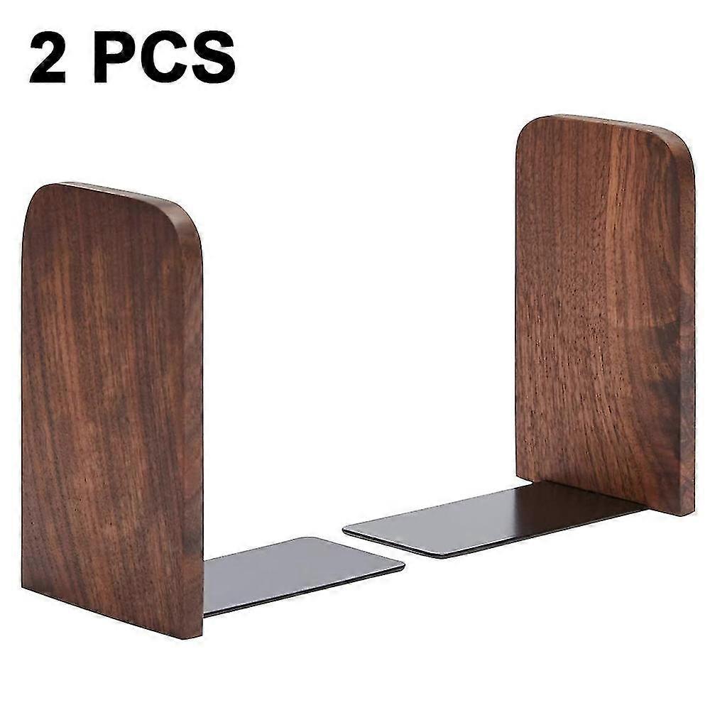 2 Pcs Simple Wooden Bookends, Thickened Bookshelves, Bookends, Solid Wood For Students Round Head / Square Head