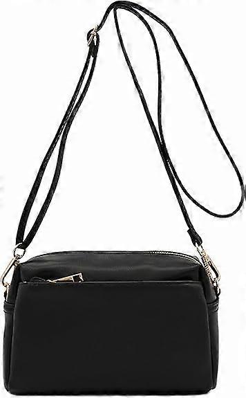 Triple Zip Small Crossbody Bag Black