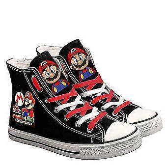 2024 Super Mario High Top Canvas Sko Casual Flats Raw Canvas Sko