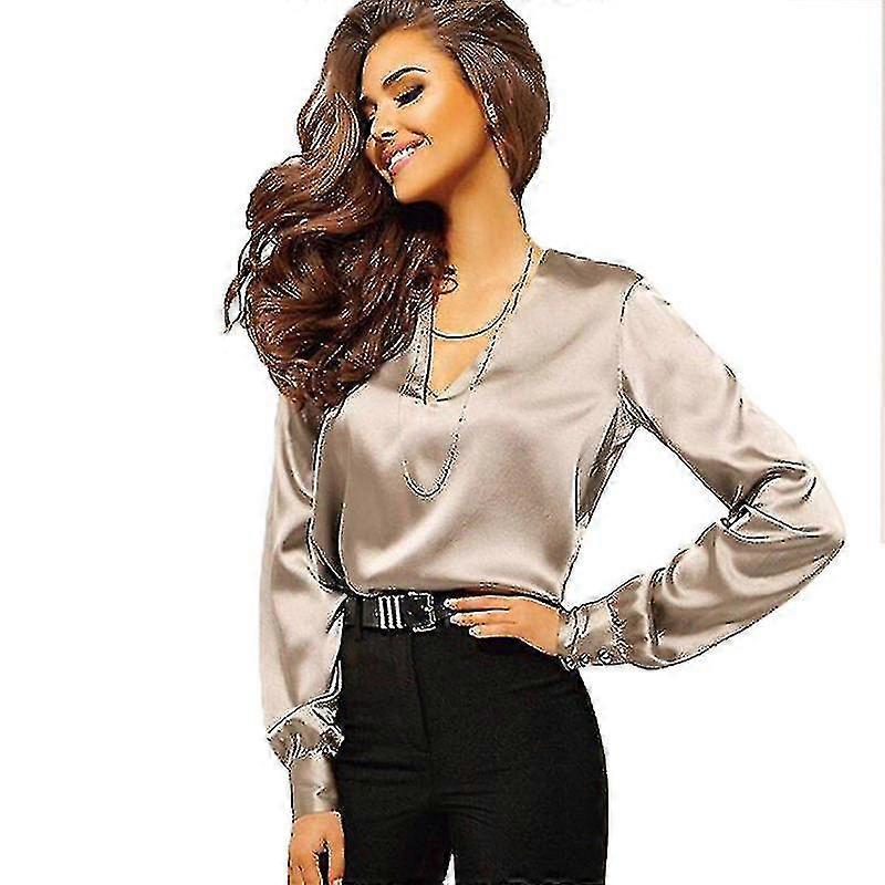 V-neck Blouse, Long Sleeve Blouse, Silk Blouse