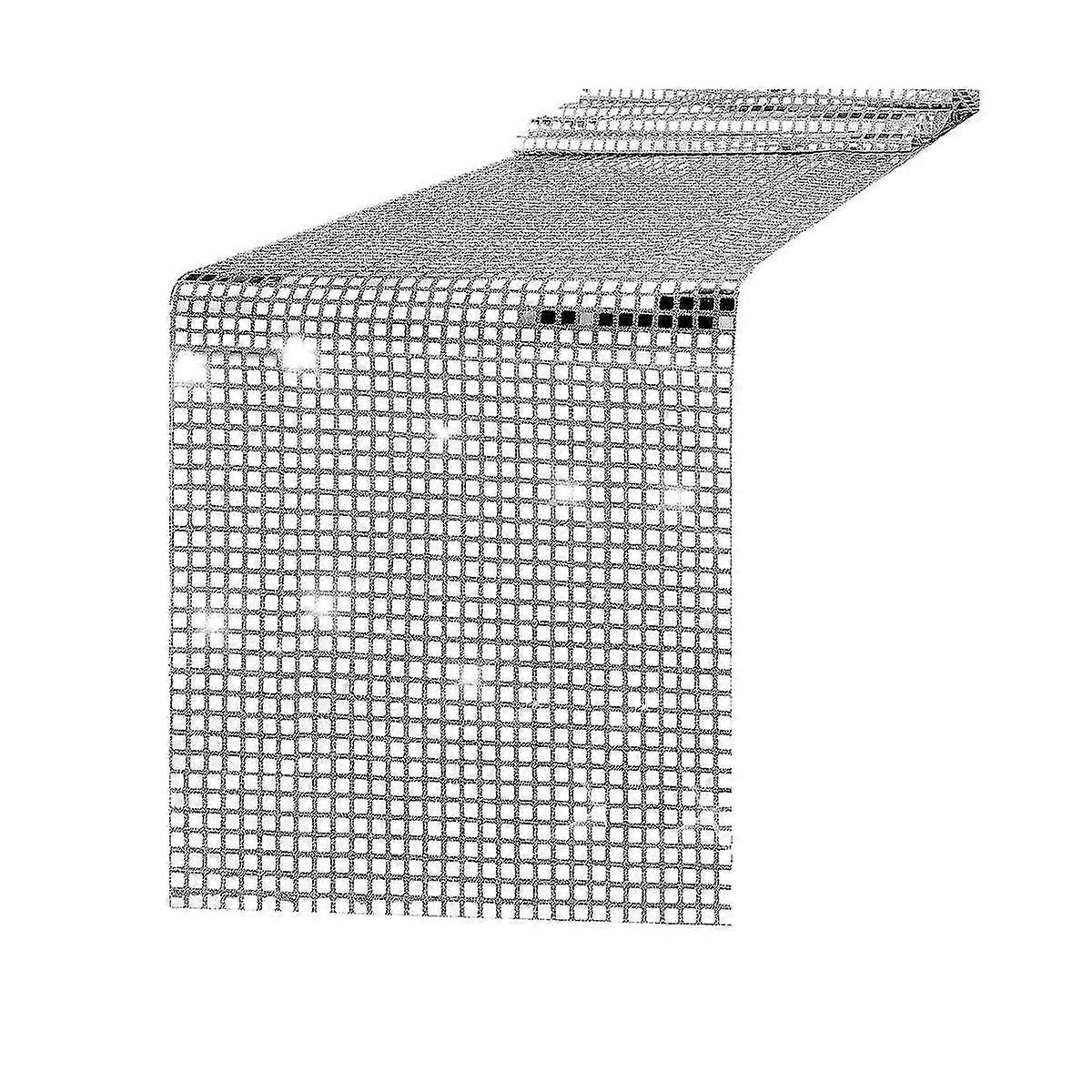 Disco Party Table Runner Mirror Silver Foil Table Runner Glitter Metallic Table Cover For Disco Dan