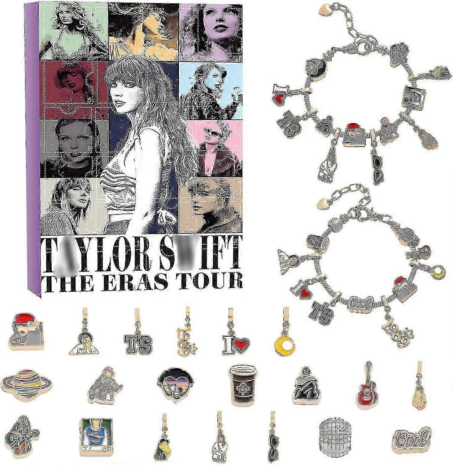Taylors Christmas Advent Countdown Decoration 24 Pcs Gift Christmas Acrylic Decoration Keychain Bracelets Earrings Surprise Christmas To Favorite Xmas