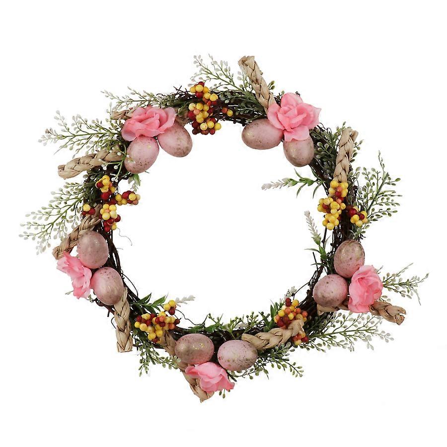 Coroană artificială frumoasă de Paște trandafir și fructe de pădure – 40cm