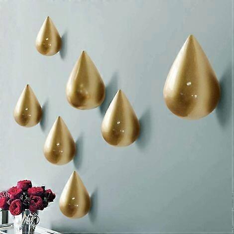 Set of 7 Creative Teardrop Coat Hooks Hooks Wall Decor Modern Decor, Gold