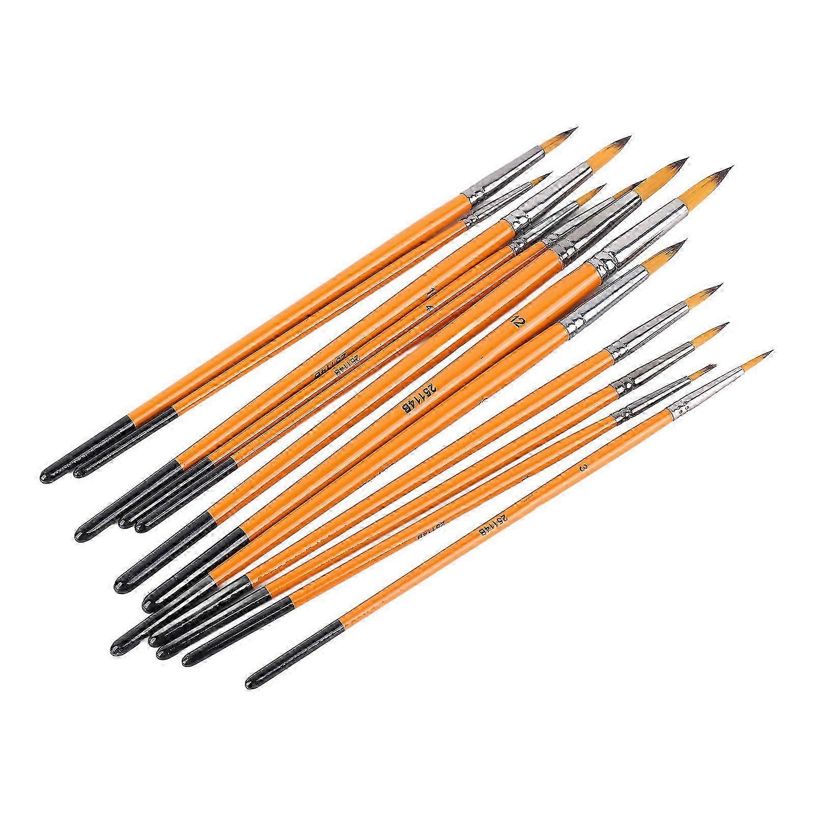Acrylic Paint Brushes Set 12 Pcs with Nylon Bristles Wooden Handles and Metal Ferrules for Art and Craft Projects