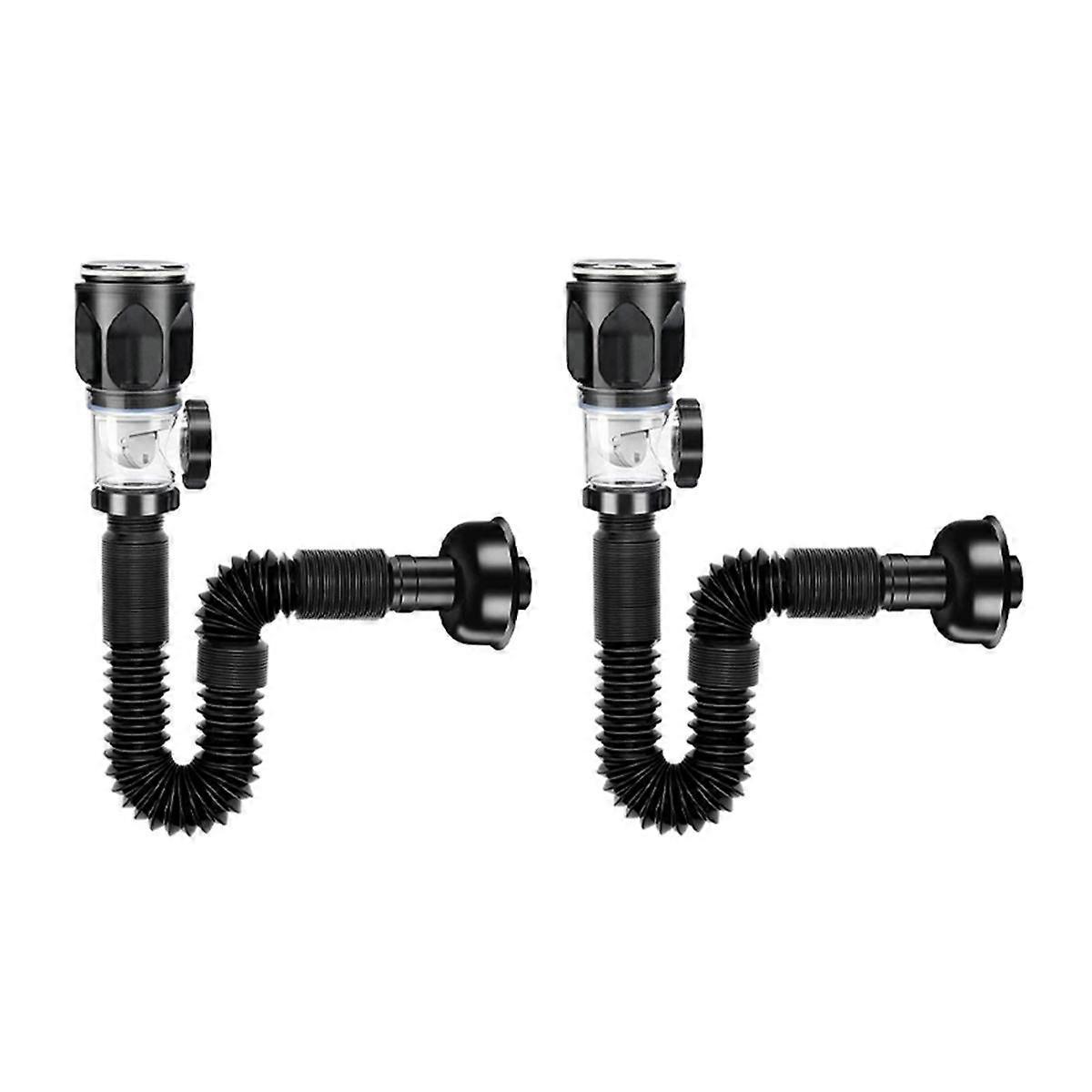 Flip- Sink Drain Retractable Deodorizing Filter Flexible Downspout Bathroom Sink Anti Clogging 2PC