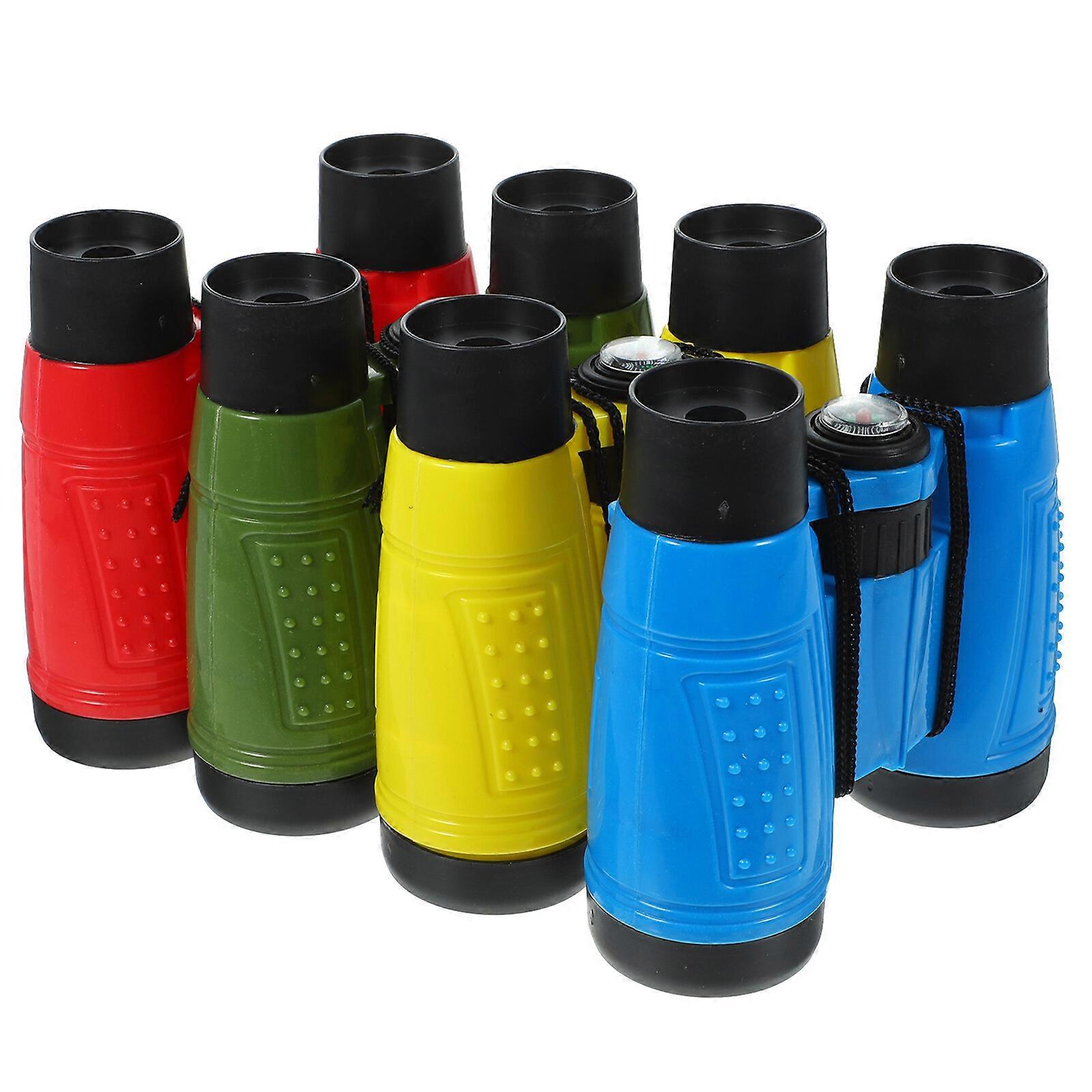 8pcs Compact Binoculars Small Telescopes Multi-function Telescopes Portable Binoculars with Compass