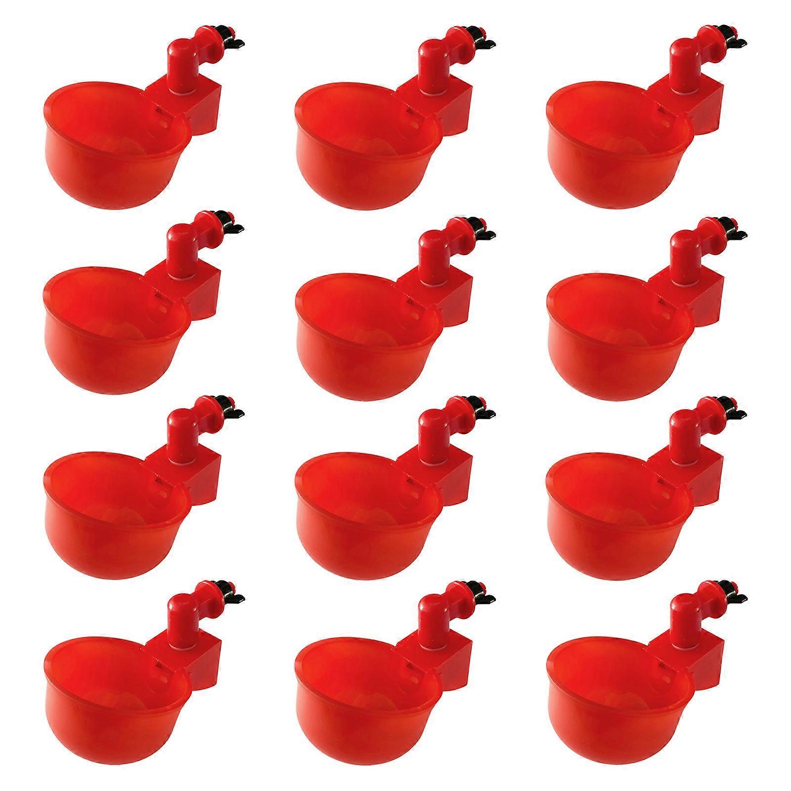 12 Pieces Chicken Drinker, Automatic Drinker, with Punch Tools, Suitable for Chickens, Ducks and Other Backyard Poultrypink