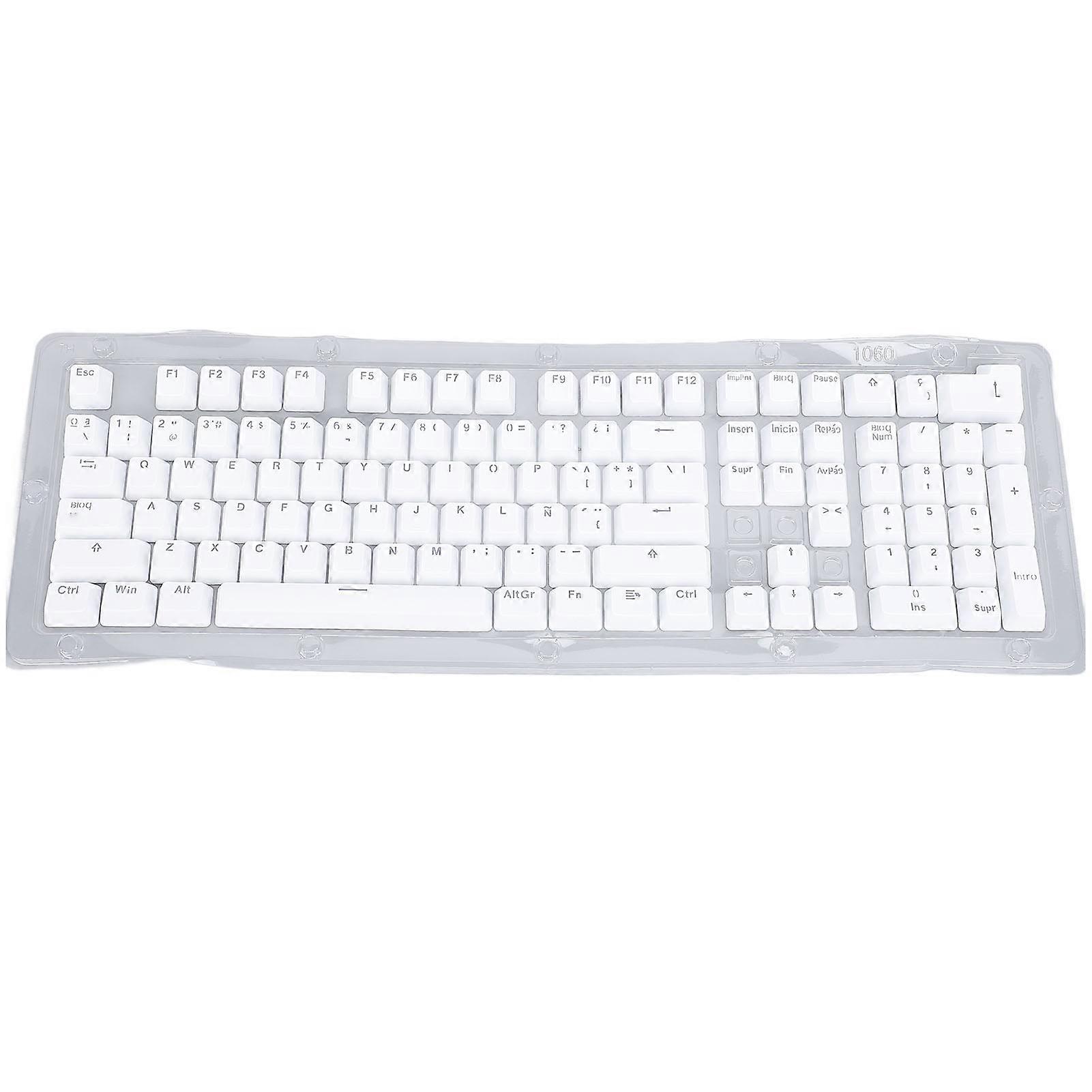 Spanish Keyboard Keycaps 108 Keys Minimalist Mechanical Keyboard Keycaps for 61 64 68 84 87 96 98 100 104 108 Keys Keyboards White