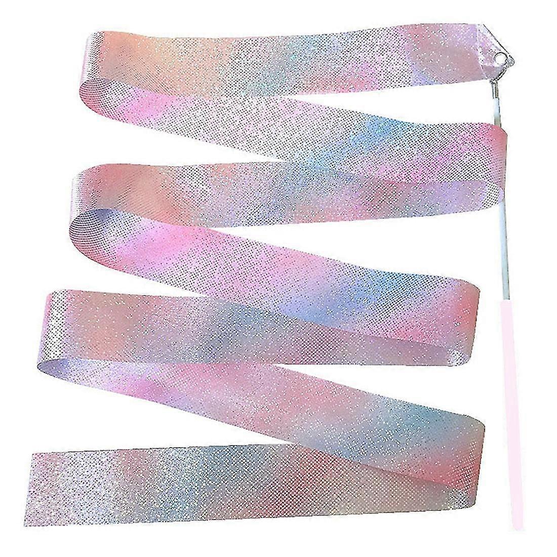 2m Flashing Star Gym Ribbons Dance Ribbon Rhythmic Art Ballet Streamer Twirling Rod Rainbow Stick