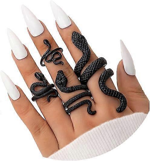 Lot De 4 Bagues Serpent Vintage – Anneaux En Alliage à Empiler – Bijou Animalier Articulé Pour Doigt – Taille Réglable