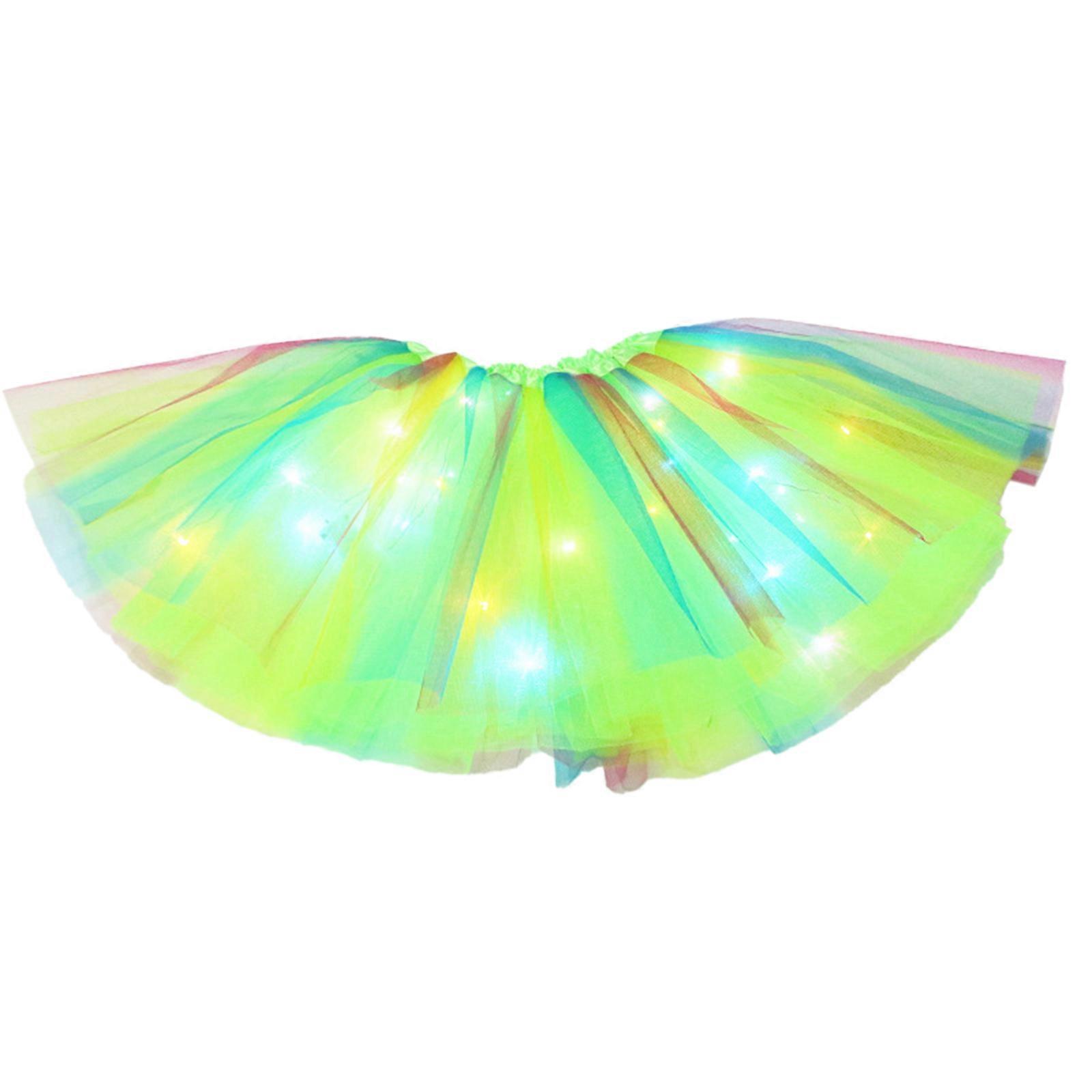 Lysende LED Tutu skjørt - Lysende LED Tutu skjørt for jenter 3-12 år, elastisk 3 lagdelt magisk lys prinsesse LED danseskjørt
