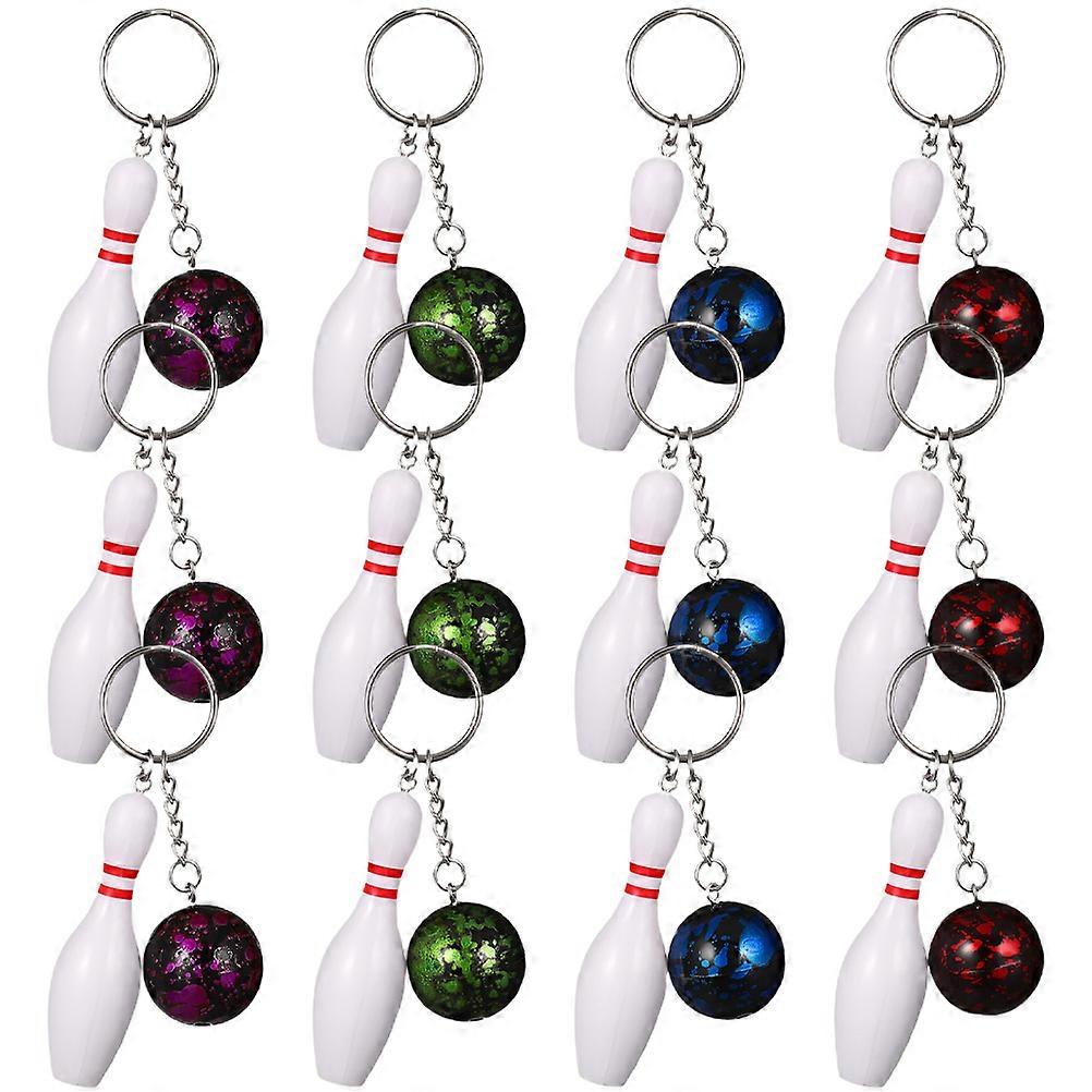 12Pcs Decorative Bowling Keychains Bag Backpack Hanging Keychains Decors Small Bowling Keychains