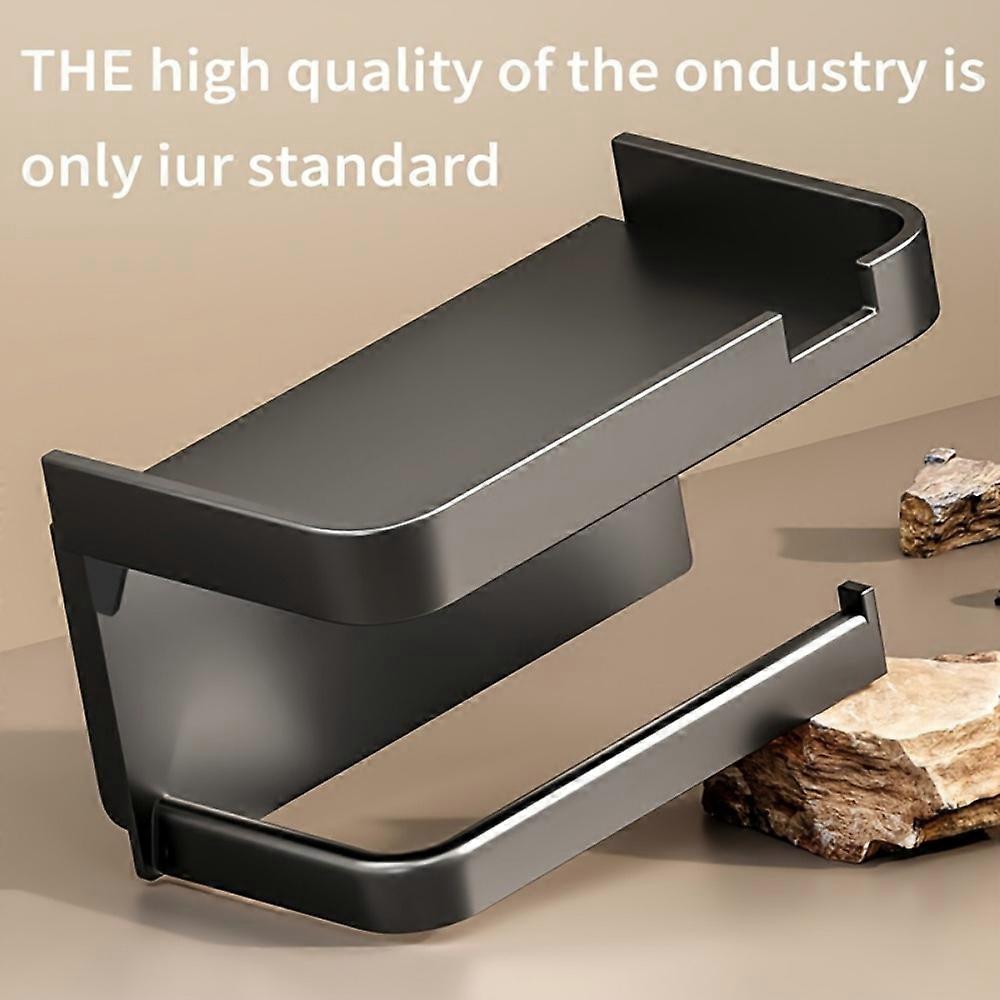 New style 1pc Toilet Roll Paper Holder With Shelf, Bathroom Tissue Storage Rack, Wall Mounted Tissue Dispenser Container, Space-Saving Waterproof Bath