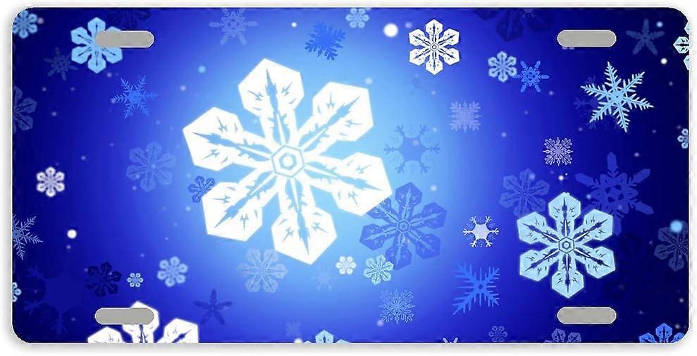 Tampa de Placa de Licença de Carro de Metal com Floco de Neve Azul Auto Tag com 4 Furos 12 x 6 Polegadas