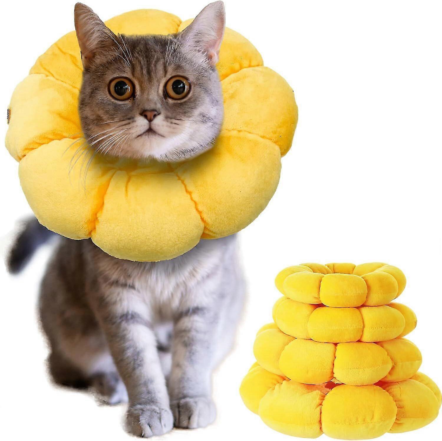 Sunflower Cat Recovery Collar, Sunflower Neck Adjustable Cat Cones To Stop Licking