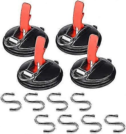 Set of 4 Car Suction Cups with 8 S-Hooks - Multi-function Tool