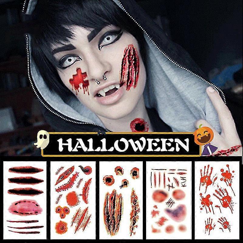 30pcsset Halloween Horror Wound Scar Face Disposable Temporary