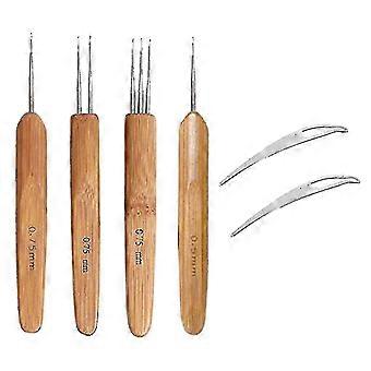 6pcs 4 Pieces Bamboo Hair Extensions Crochet Weaving Needles 2 Pieces Dreadlocks