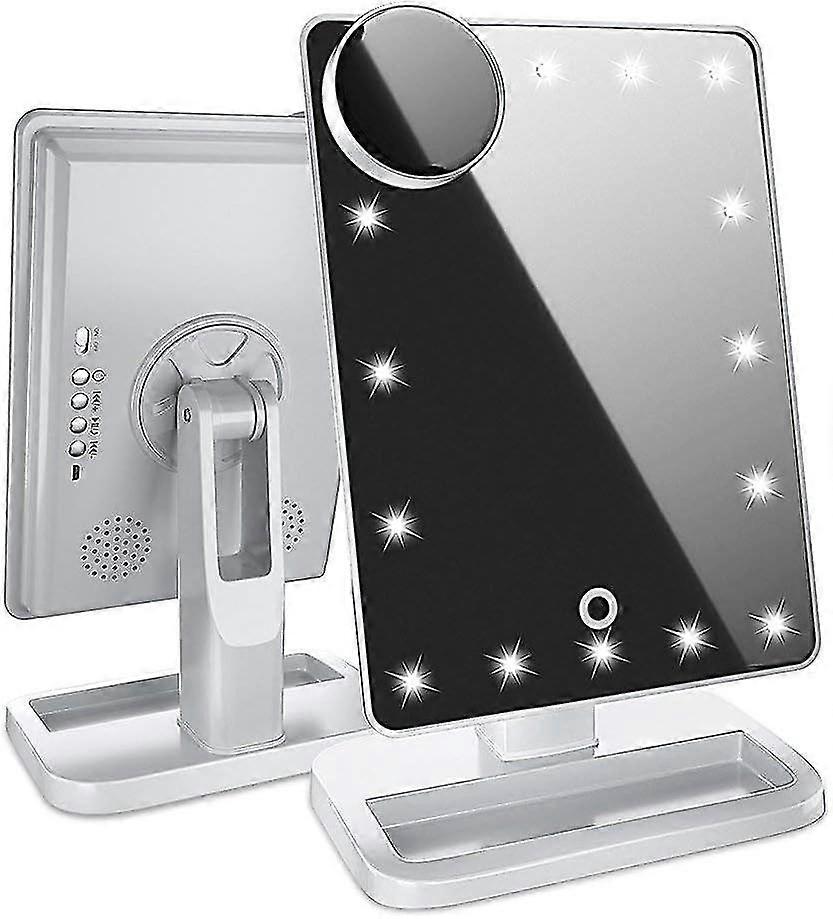 Makeup Mirror with Bluetooth 20 LED Lights Cosmetic Mirror with USB Chargeable,Wireless Audio Speake