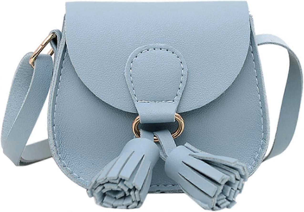 תיק כתף YC חתול ציצית ארנק מטבעות קטן תיק מוצלב לילדים בנות, סגול (5.1 אינץ 'x 5.9 אינץ '), גודל אחד כחול בהיר