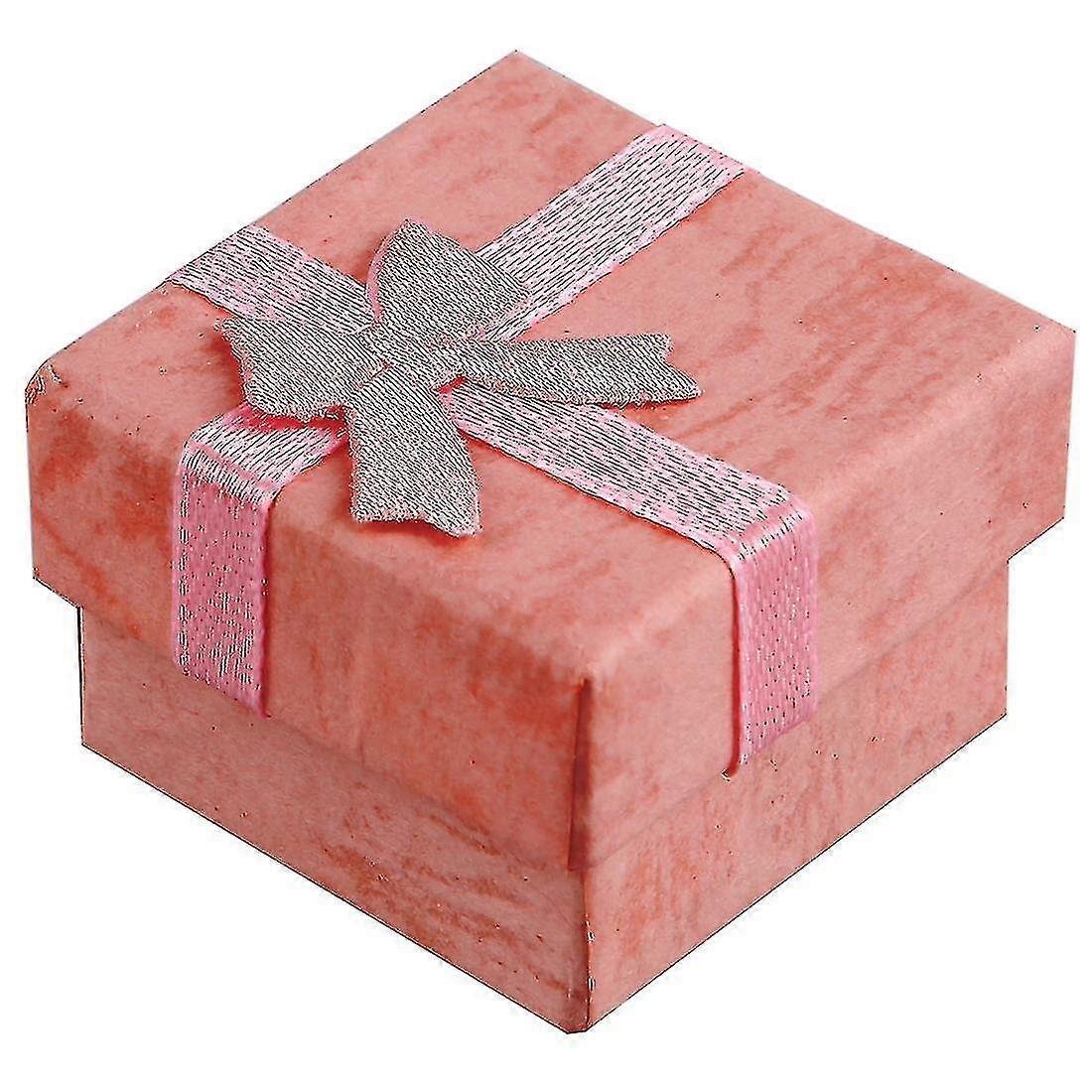 24 Pcs Ring Earring Jewelry Display Gift Box Bowknot Square Case Pink